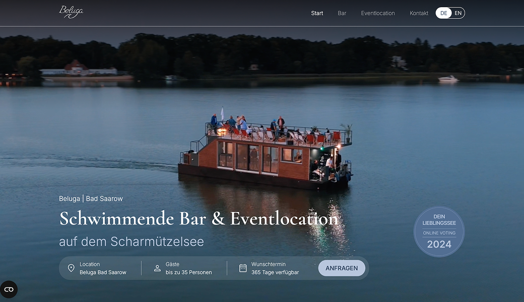 Website-Referenz Eventlocation Beluga in Bad Saarow